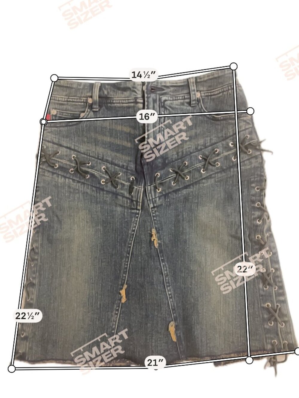 Parasuco NWT Denim Mini Skirt Corset Lace-Up Sides Sz 8 - Picture 8 of 14